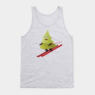 Cute Skiing Pine Tree Tank Top